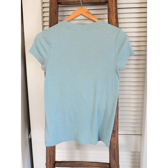 A New Day Womens T-Shirt Ribbed Knit Short Sleeve Casual Top Green - Picture 2 of 2